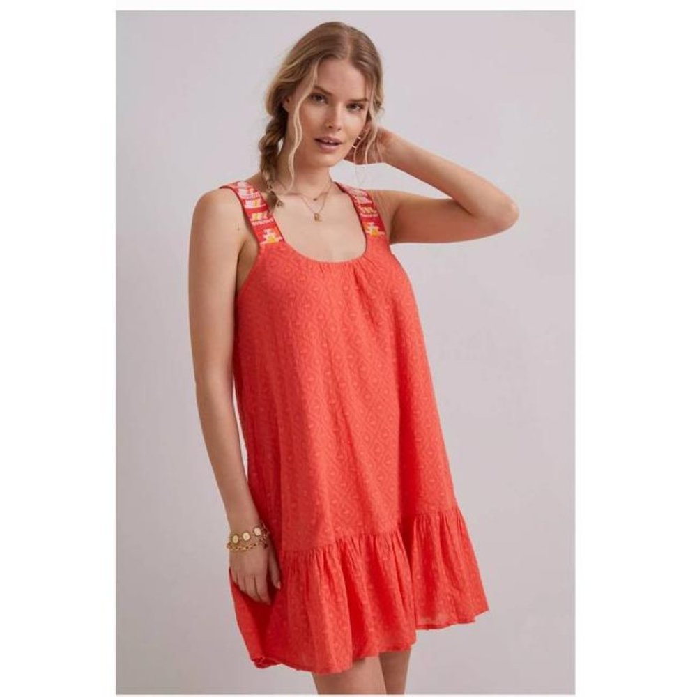 NWT Anthropologie Coral Embroidered Tunic Dress